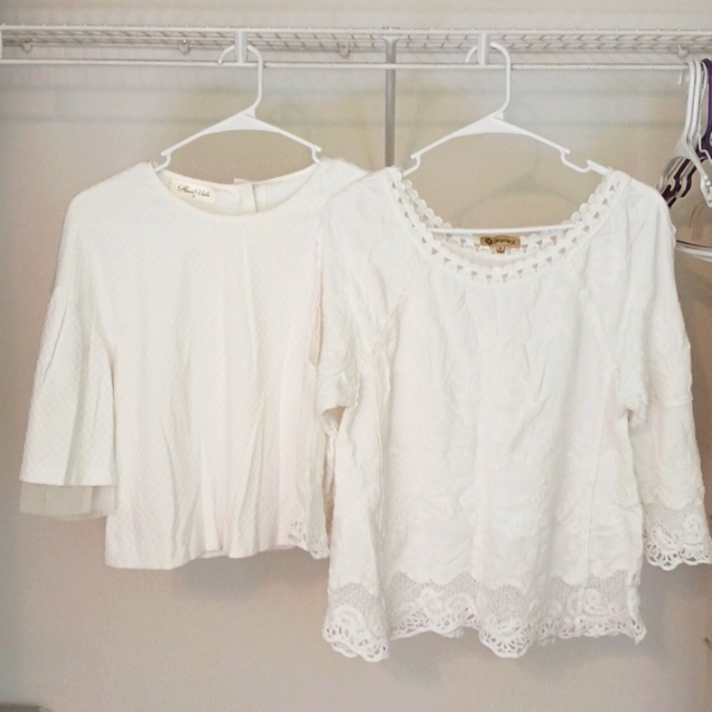 Japanese white top + democracy lace top
